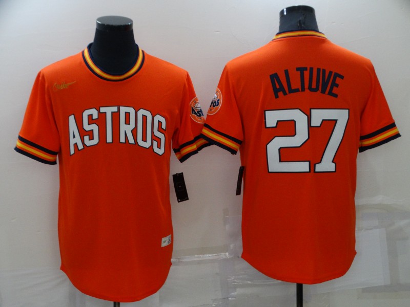 Men's Houston Astros #27 Jose Altuve Orange Cool Base Stitched Jersey Men's Houston Astros #27 Jose Altuve Orange Cool Base Stitched Jersey